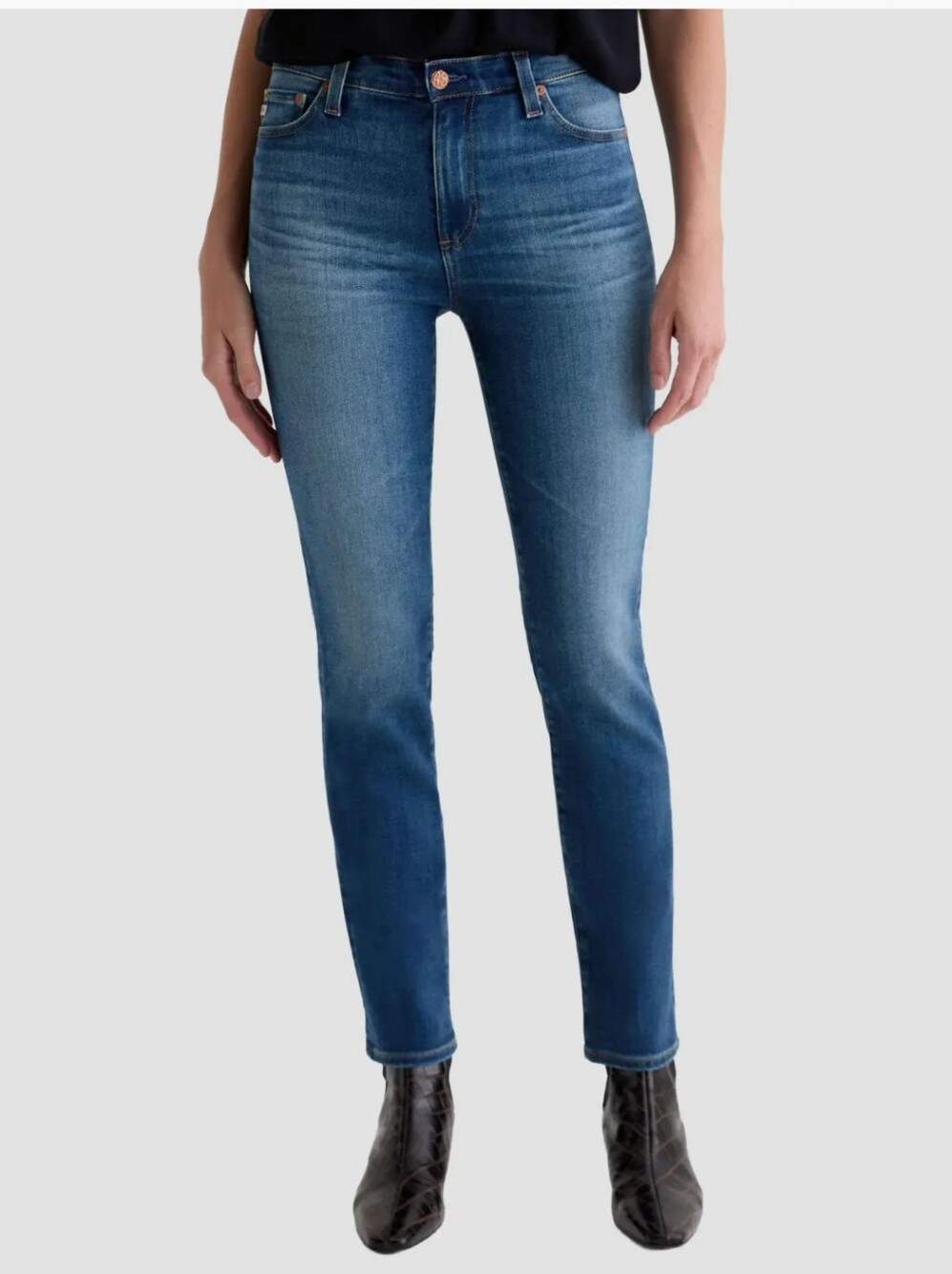 AG Adriano Goldschmied Mari Mid-Rise Slim Straight-Leg Jeans Size 28
